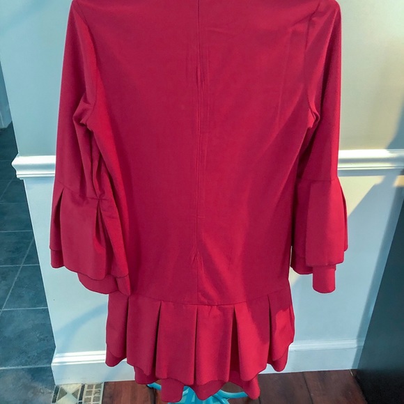 Bell Sleeve Dress with Ruffle Hem. - Picture 2 of 2